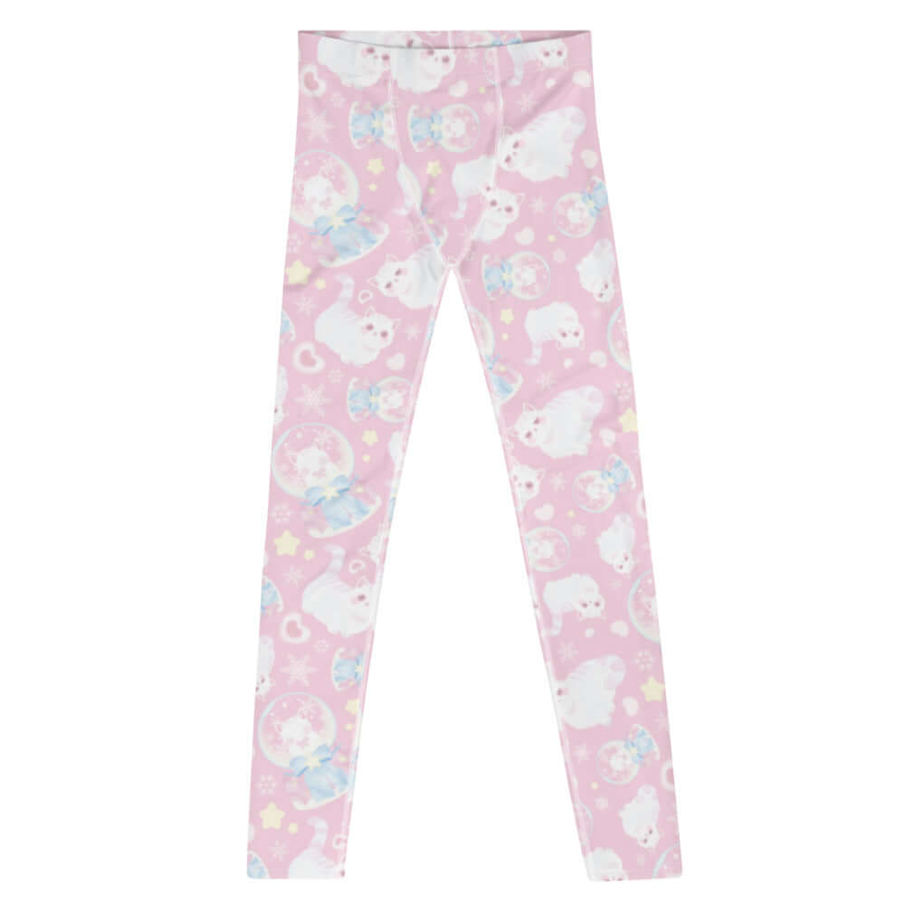 Men's Snow Kitten Leggings feature a whimsical design, perfect for active wear and comfort during workouts.