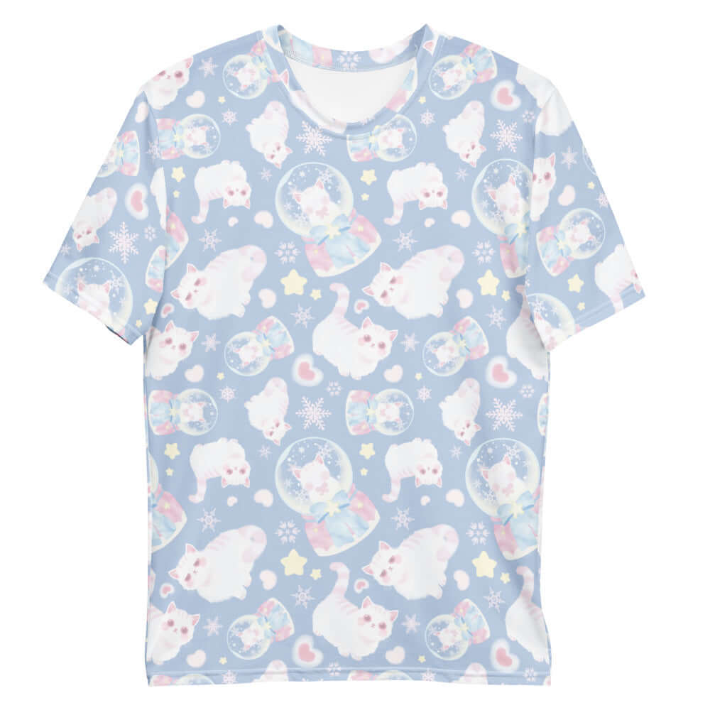 Men's Snow Kitten T-shirt featuring a playful cat design, perfect for comfort and style from your favorite store.