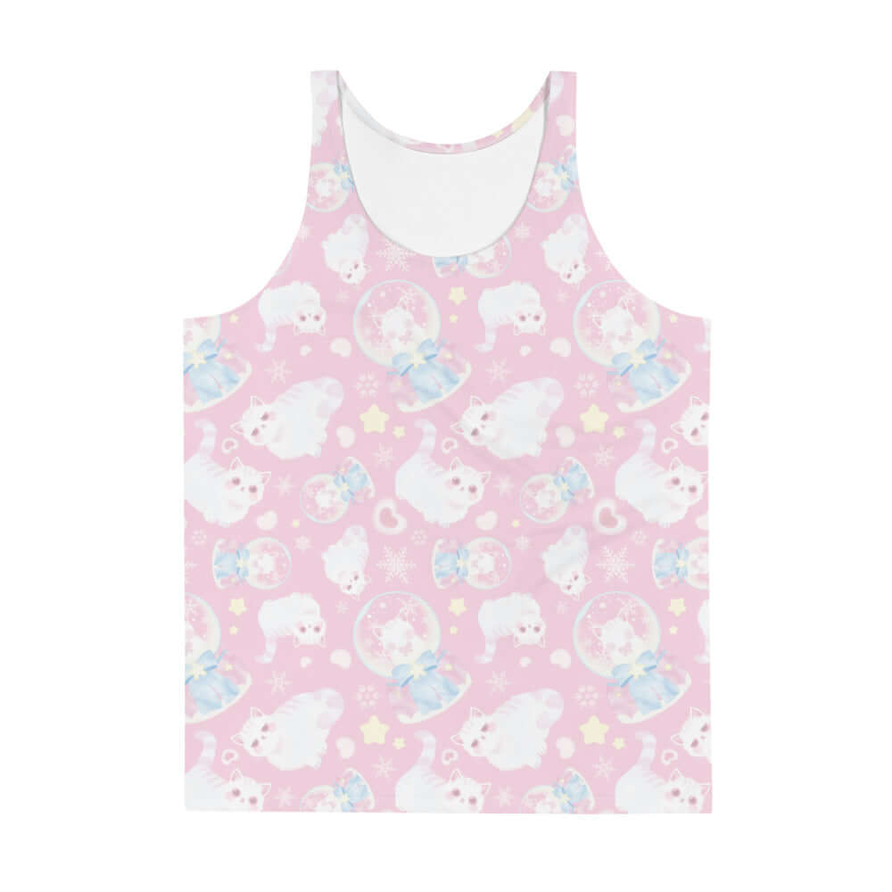 Men's Snow Kitten Tank Top features a vibrant, soft design with a relaxed fit, perfect for a stylish look.
