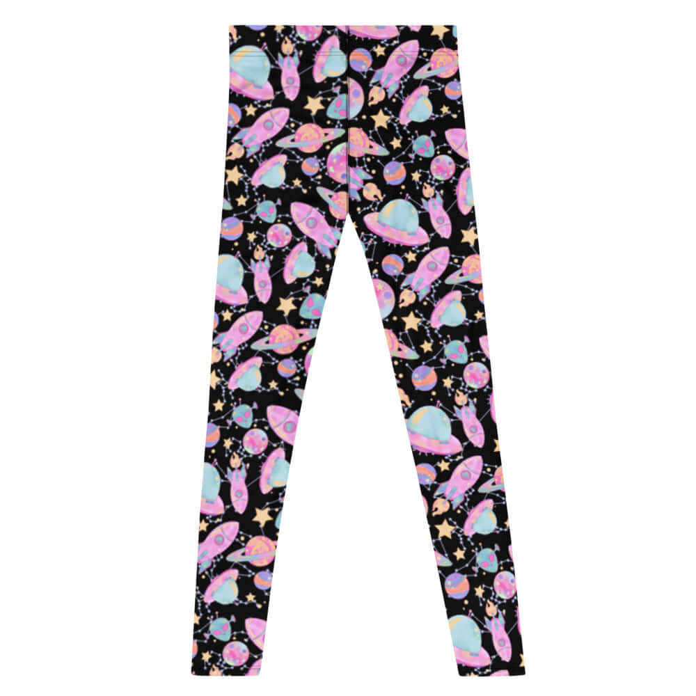 Men's Space Leggings featuring a vibrant outer space design, perfect for active wear and workouts.