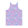 Vibrant Men's Space Tank Top featuring a colorful cosmic design, perfect for a stylish and relaxed look.