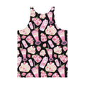 Vibrant Men's Strawberry Tank Top featuring a fun fruit pattern, perfect for a relaxed, stylish summer look.