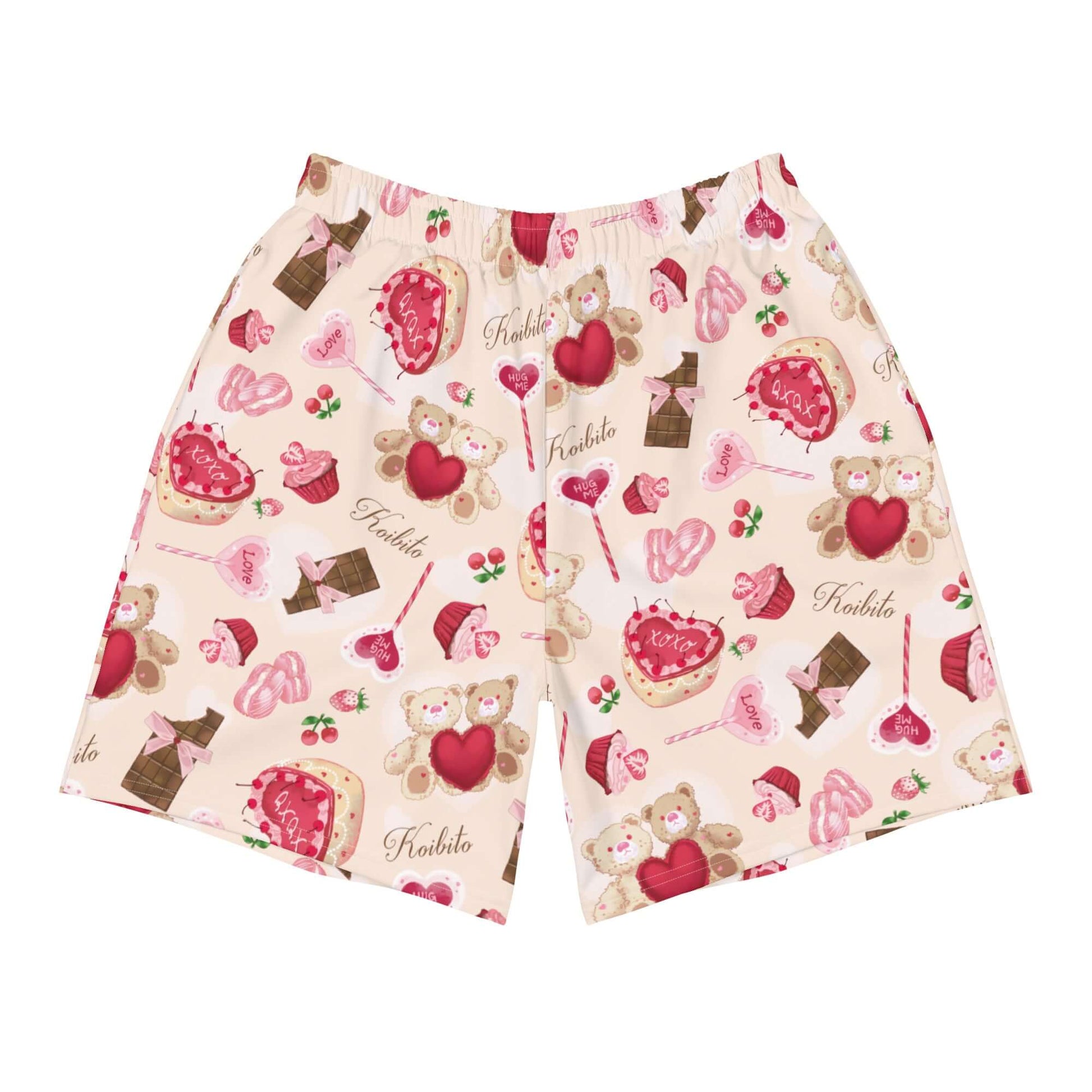 Men's Sugar Sweetheart Athletic Shorts feature a fun print, perfect for workouts, casual outings, or relaxation.