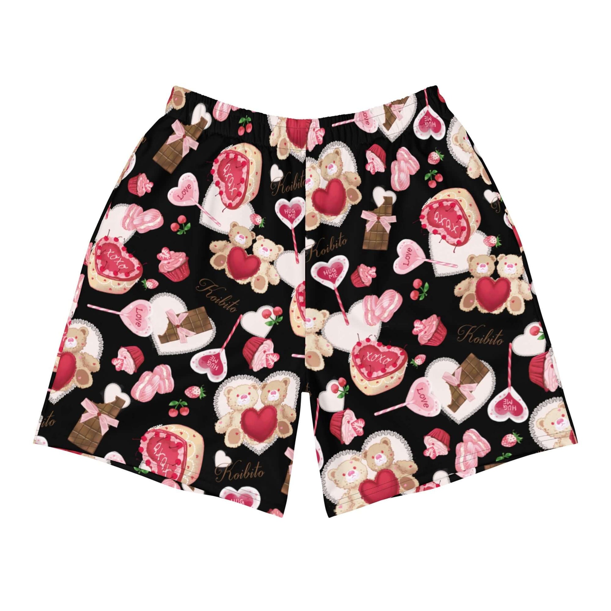 Men's Sugar Sweetheart Athletic Shorts feature a fun print, perfect for workouts or casual outings. Ideal for any activity!