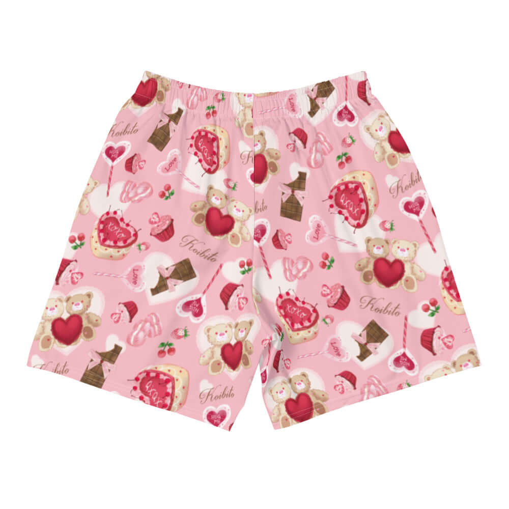 Men's Sugar Sweetheart Athletic Shorts feature a fun design, perfect for running, swimming, or any active lifestyle.