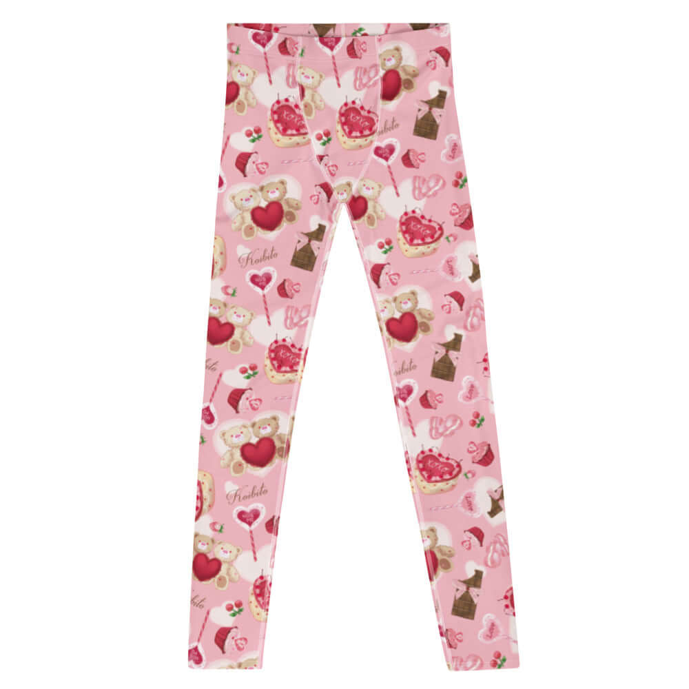 Men's Sugar Sweetheart Leggings featuring a fun, colorful print perfect for workouts or casual wear. Soft and stretchy design.