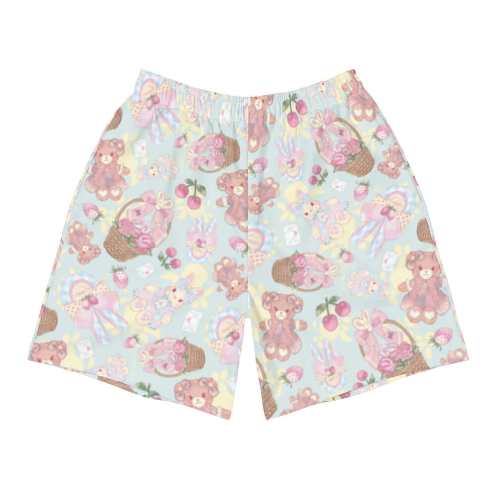 Men's Sweet Teddy Athletic Shorts feature a playful teddy bear print, perfect for any active lifestyle. Ideal for workouts!