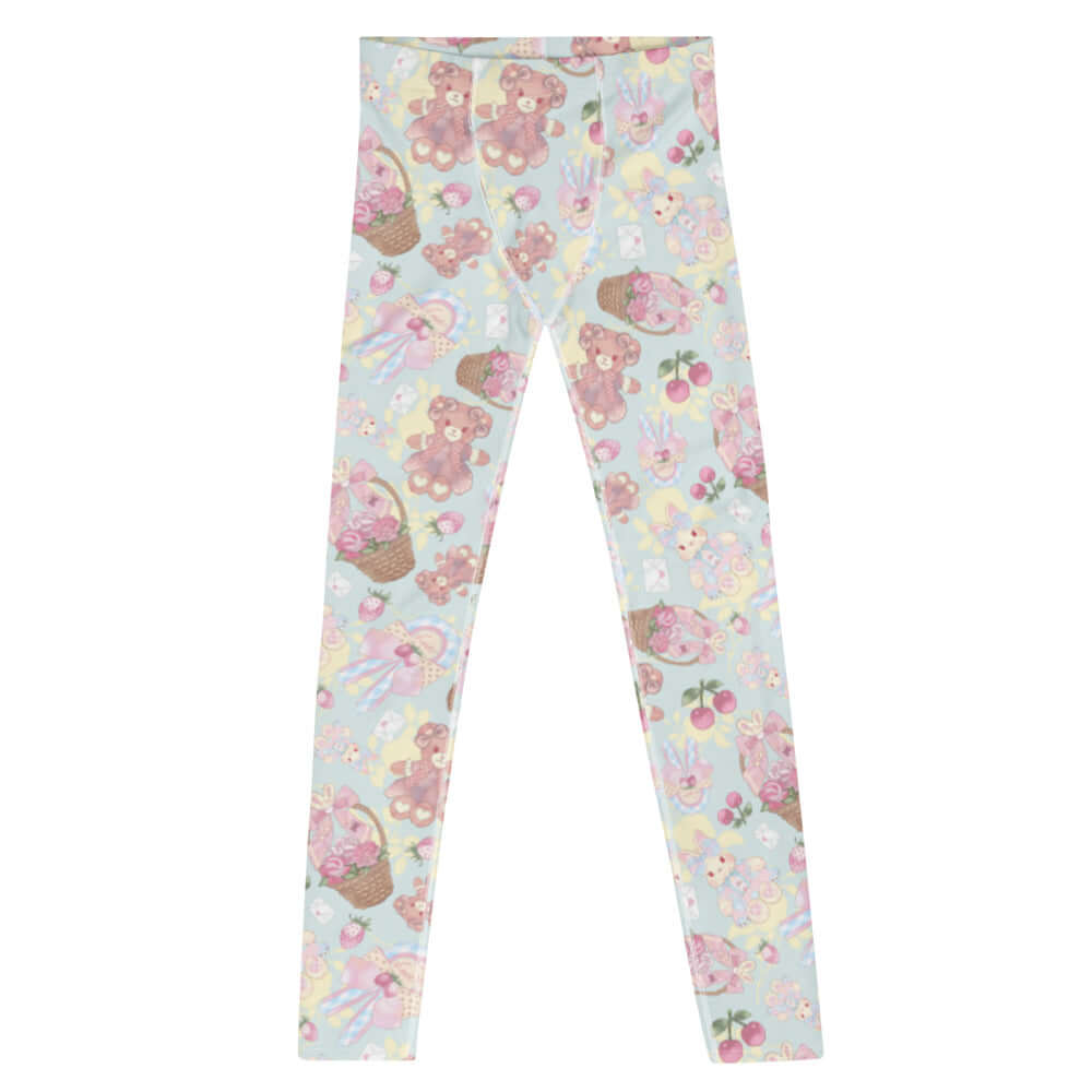 Men's Sweet Teddy Leggings feature a playful teddy bear print, perfect for active wear and ultimate comfort.