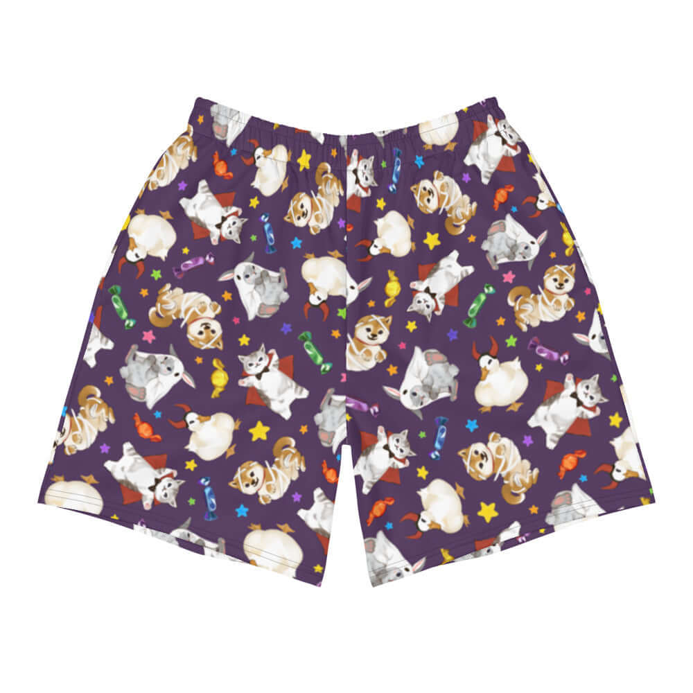 Men's Trick or Treaters Athletic Shorts featuring a fun pattern, perfect for workouts or casual wear at any activity.