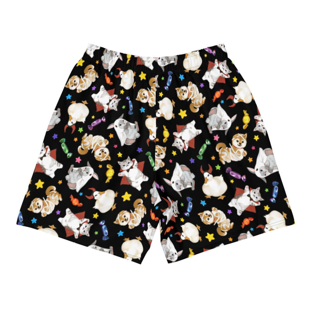 Men's Trick or Treaters Athletic Shorts feature a fun dog print, perfect for workouts or casual wear with style.