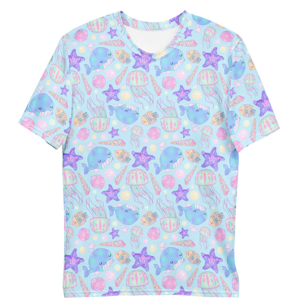 Men's Under the Sea T-shirt features vibrant marine life designs, perfect for comfort and style at any occasion.