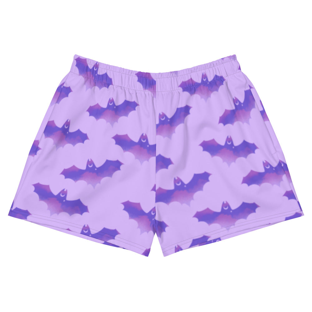 Morrigan Athletic Short Shorts feature a playful bat print, perfect for showcasing your style at the gym.