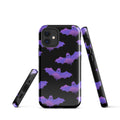 Stylish Morrigan iPhone® Tough Case featuring a durable design with a bat pattern for year-round protection.