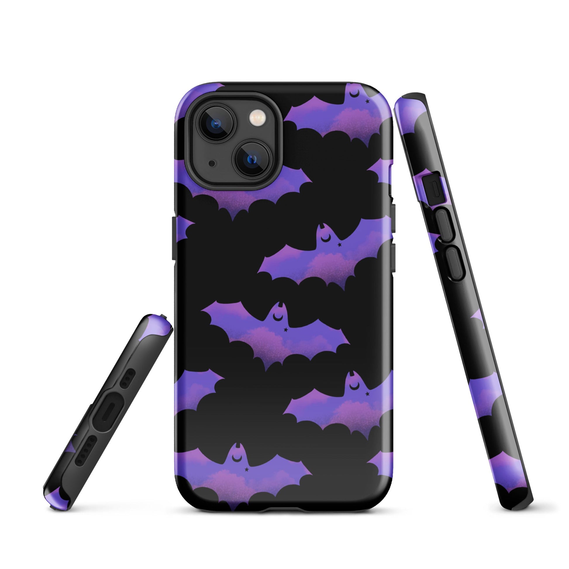 Morrigan iPhone® Tough Case showcases a stylish bat design, offering durable protection for your phone all year round.