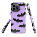 Morrigan iPhone® Tough Case offers stylish protection with a dual-layer design featuring vibrant bat patterns.