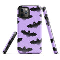 Stylish Morrigan iPhone® Tough Case features a bat design, offering durable protection with dual-layer construction.