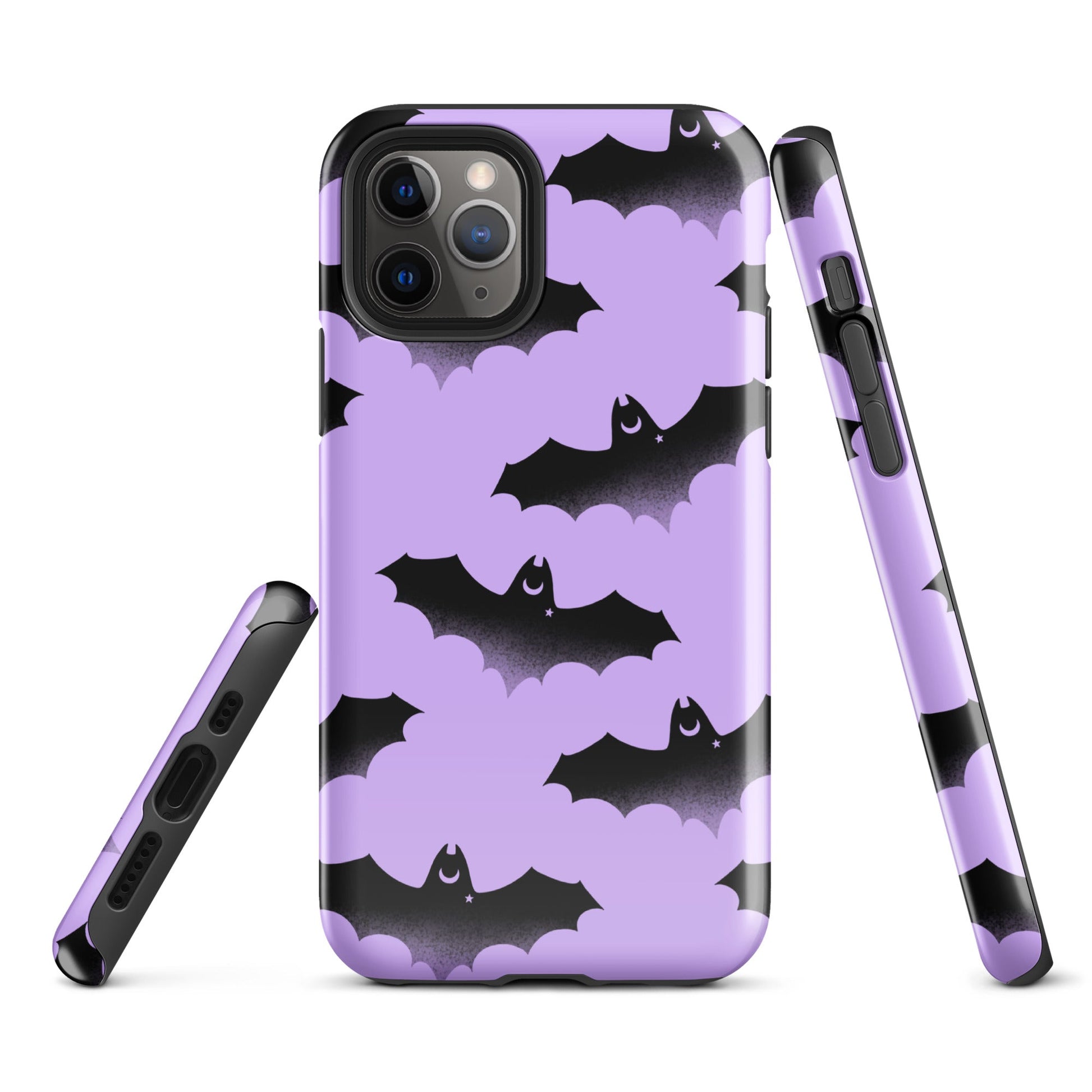 Stylish Morrigan iPhone® Tough Case features a bat design, offering durable protection with dual-layer construction.