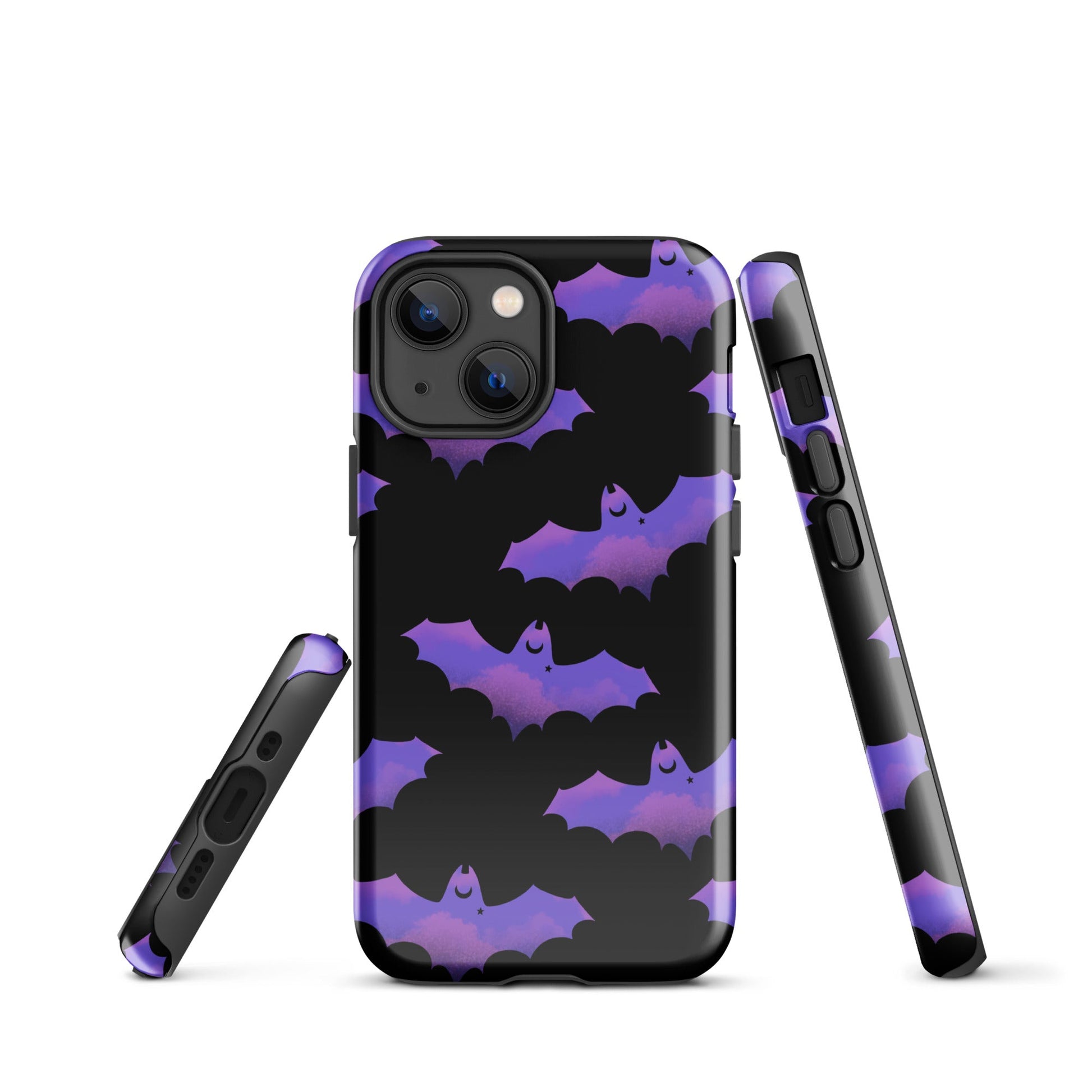 Morrigan iPhone® Tough Case features a stylish bat design, ensuring your phone stays safe and fashionable year-round.