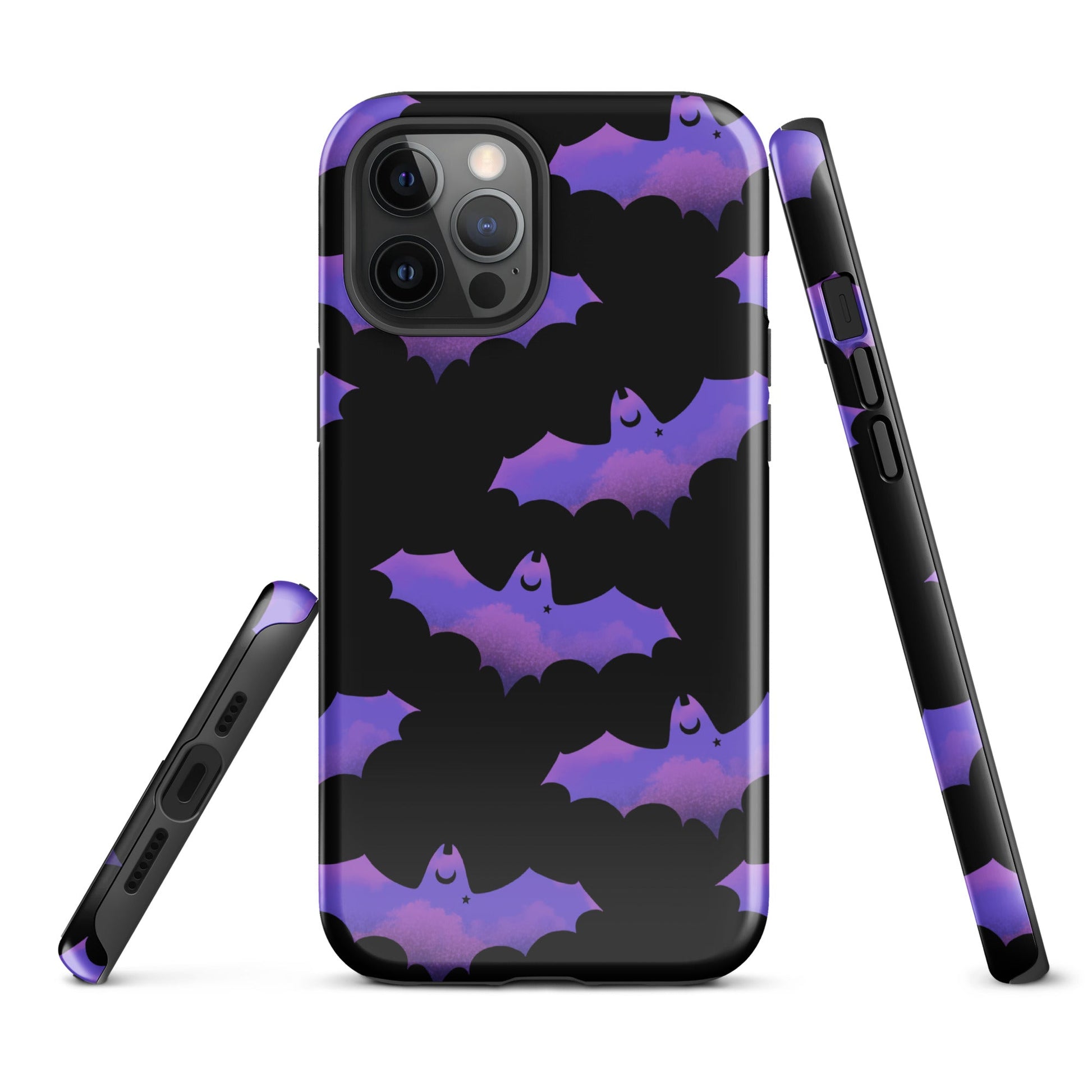 Stylish Morrigan iPhone® Tough Case features durable dual-layer protection with a unique bat design for year-round safety.