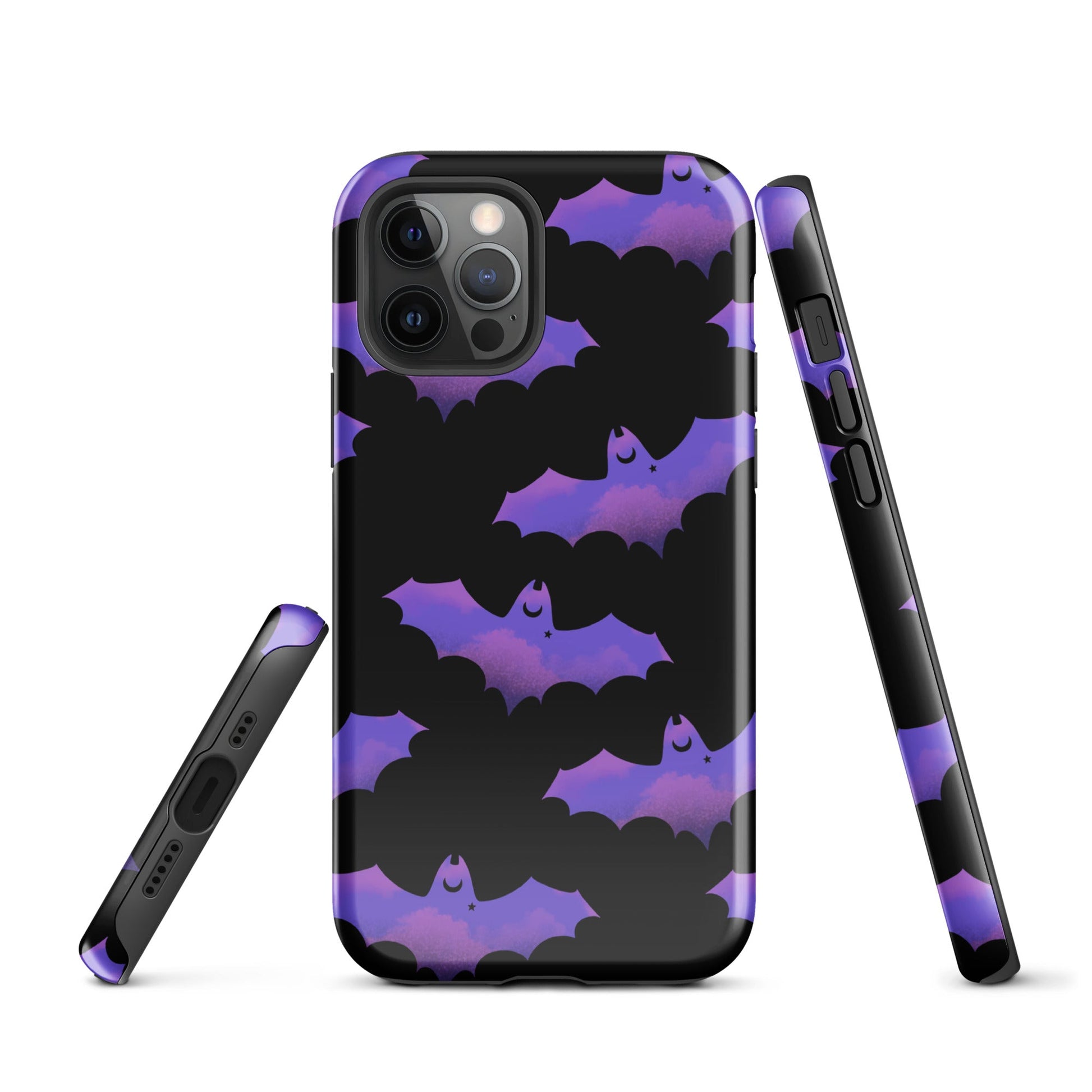 Durable Morrigan iPhone® Tough Case featuring a stylish bat design for maximum protection and impact absorption.