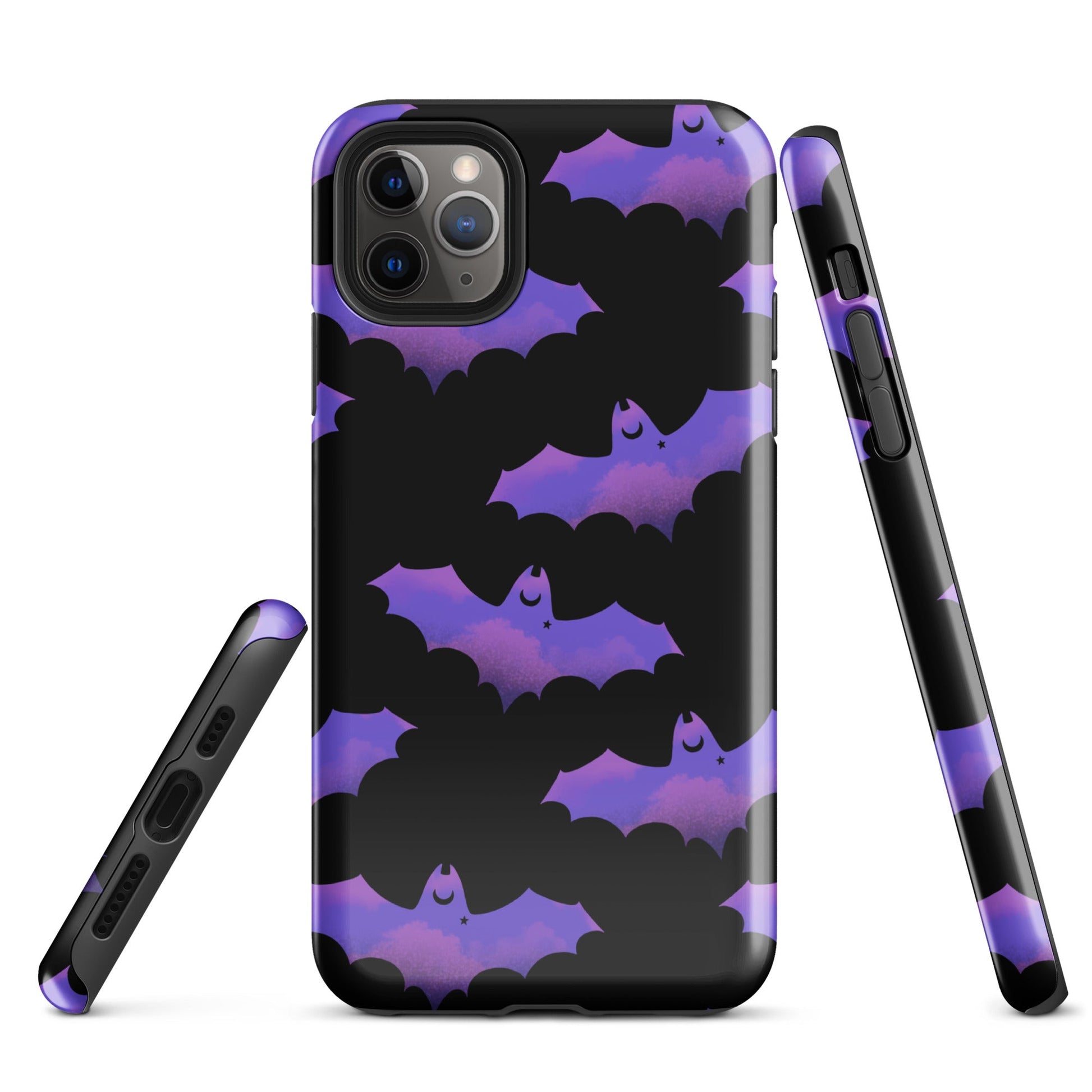 Morrigan iPhone® Tough Case features a stylish bat design, ensuring protection and fashion for your device year-round.