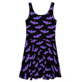 Morrigan Skater Dress features a playful bat print, perfect for sunny days and stylish outings.