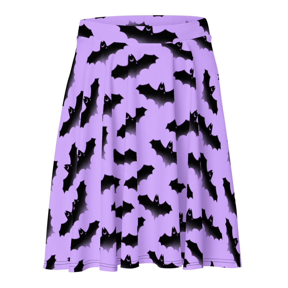 Morrigan Skater Skirt features a playful bat print, perfect for sunny days and flattering on all body types.