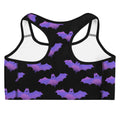Morrigan Sports bra featuring a vibrant bat design, perfect for motivation and comfort during workouts.