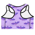 Morrigan Sports bra features a stylish bat print, perfect for gym motivation and support during workouts.