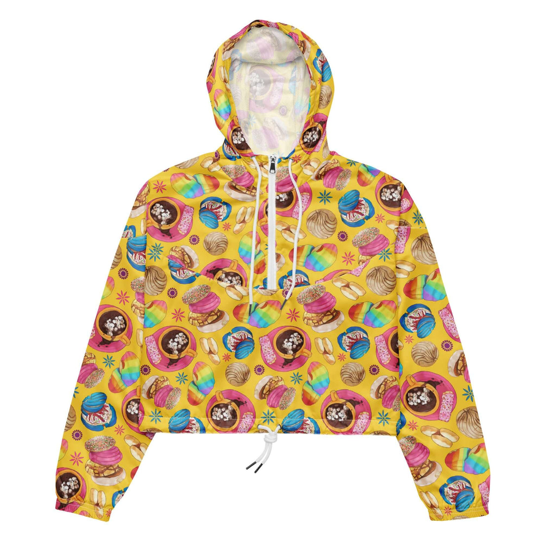 Bright and stylish, the Pan Dulce cropped windbreaker is perfect for rainy adventures with its lightweight, waterproof design.