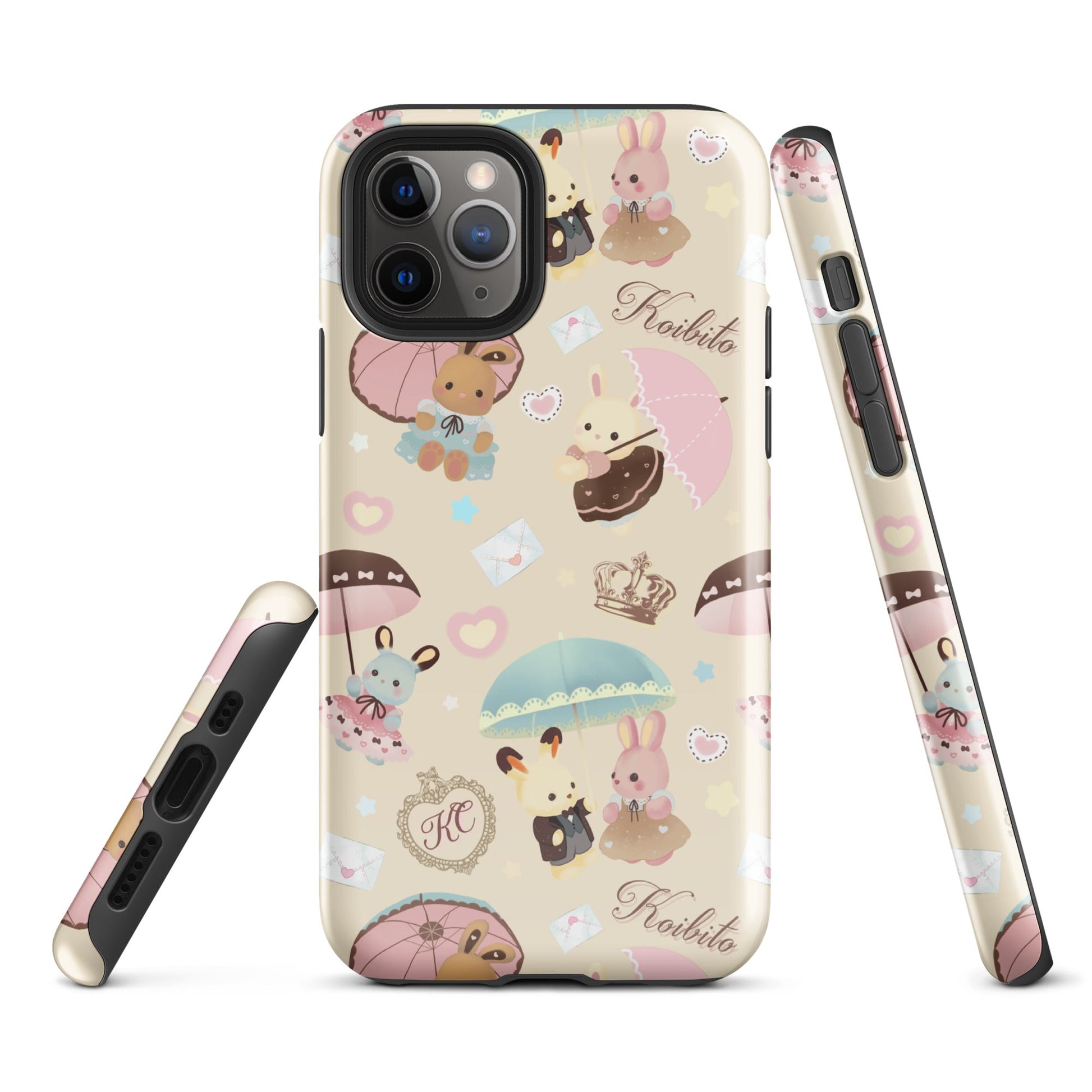 Stylish Parasol Bunny iPhone® Tough Case offers dual-layer protection with cute designs for fashionable phone safety.