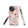 Stylish Parasol Bunny iPhone® Tough Case featuring cute bunnies and umbrellas, perfect for year-round phone protection.
