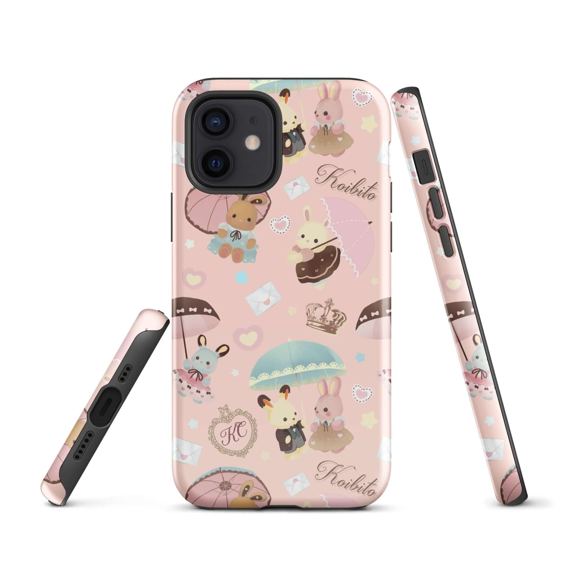 Stylish Parasol Bunny iPhone® Tough Case features cute bunnies and offers durable protection from Koibito.