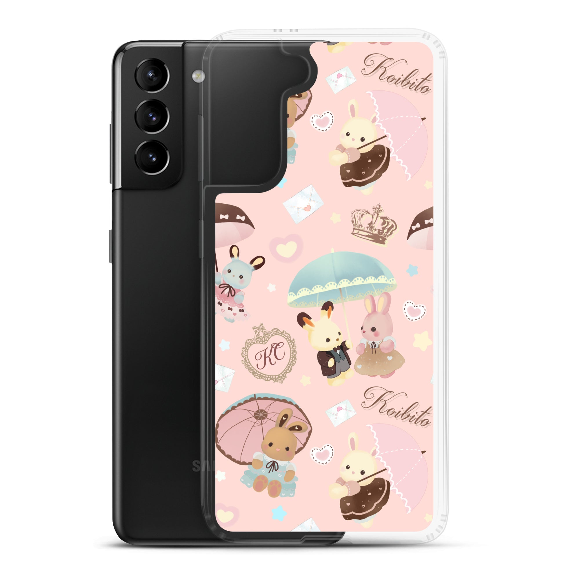 Parasol Bunny Samsung® Clear Case showcases adorable bunnies and umbrellas, adding charm while protecting your phone.