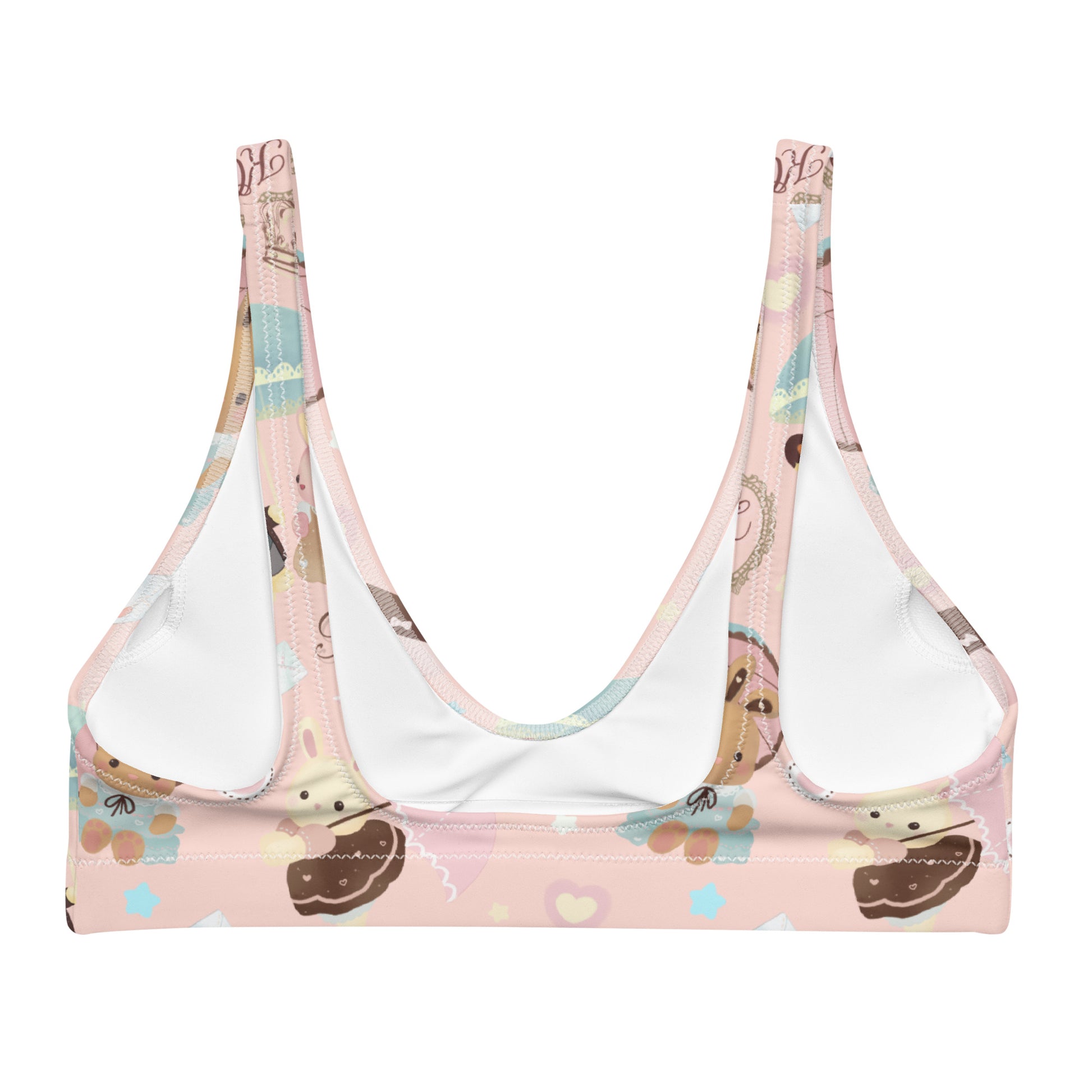 Sweet and playful Parasol Bunny Padded Bikini Top, perfect for workouts or beach days with adorable bunny print.