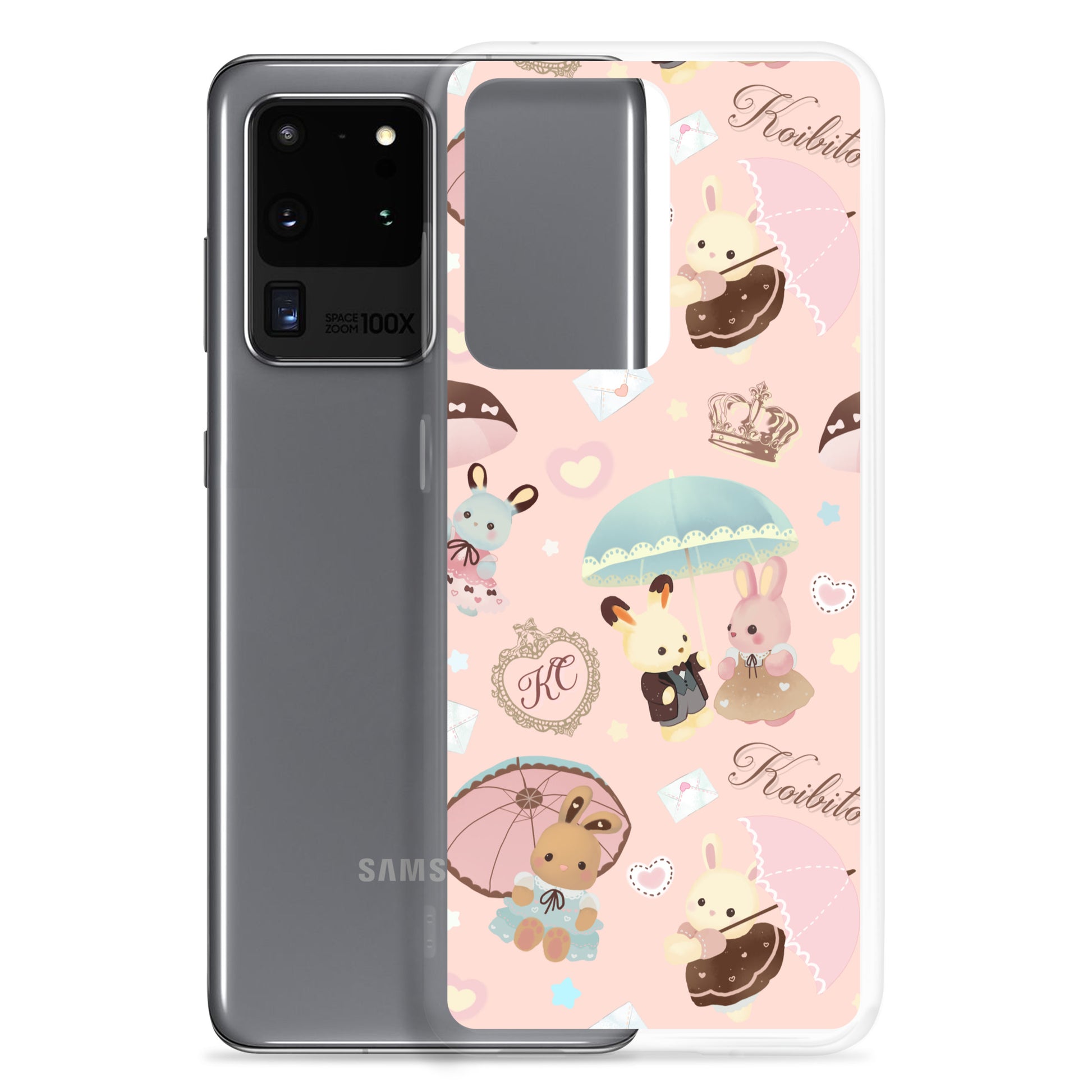Protect your phone in style with the Parasol Bunny Samsung® Clear Case, showcasing adorable kawaii designs.
