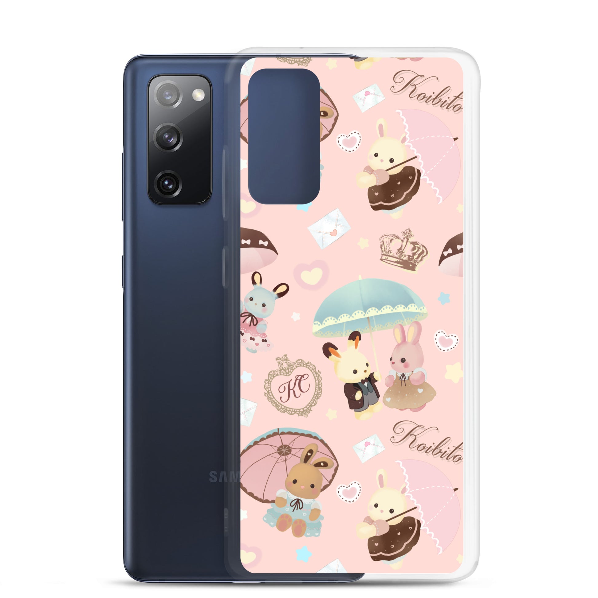 Parasol Bunny Samsung® Clear Case features adorable bunnies and a pastel design, perfect for kawaii style lovers.
