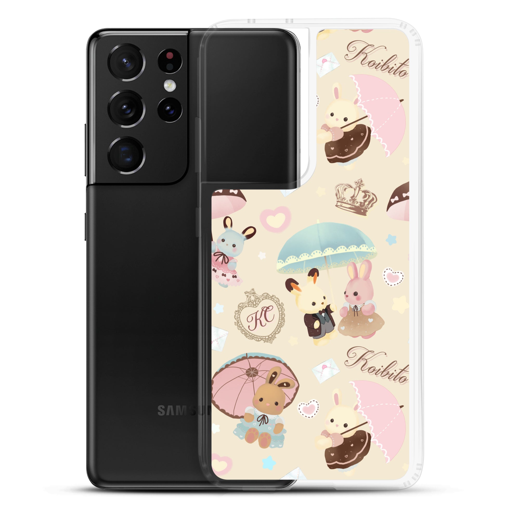 Protect your phone in style with the Parasol Bunny Samsung® Clear Case, featuring adorable kawaii designs.