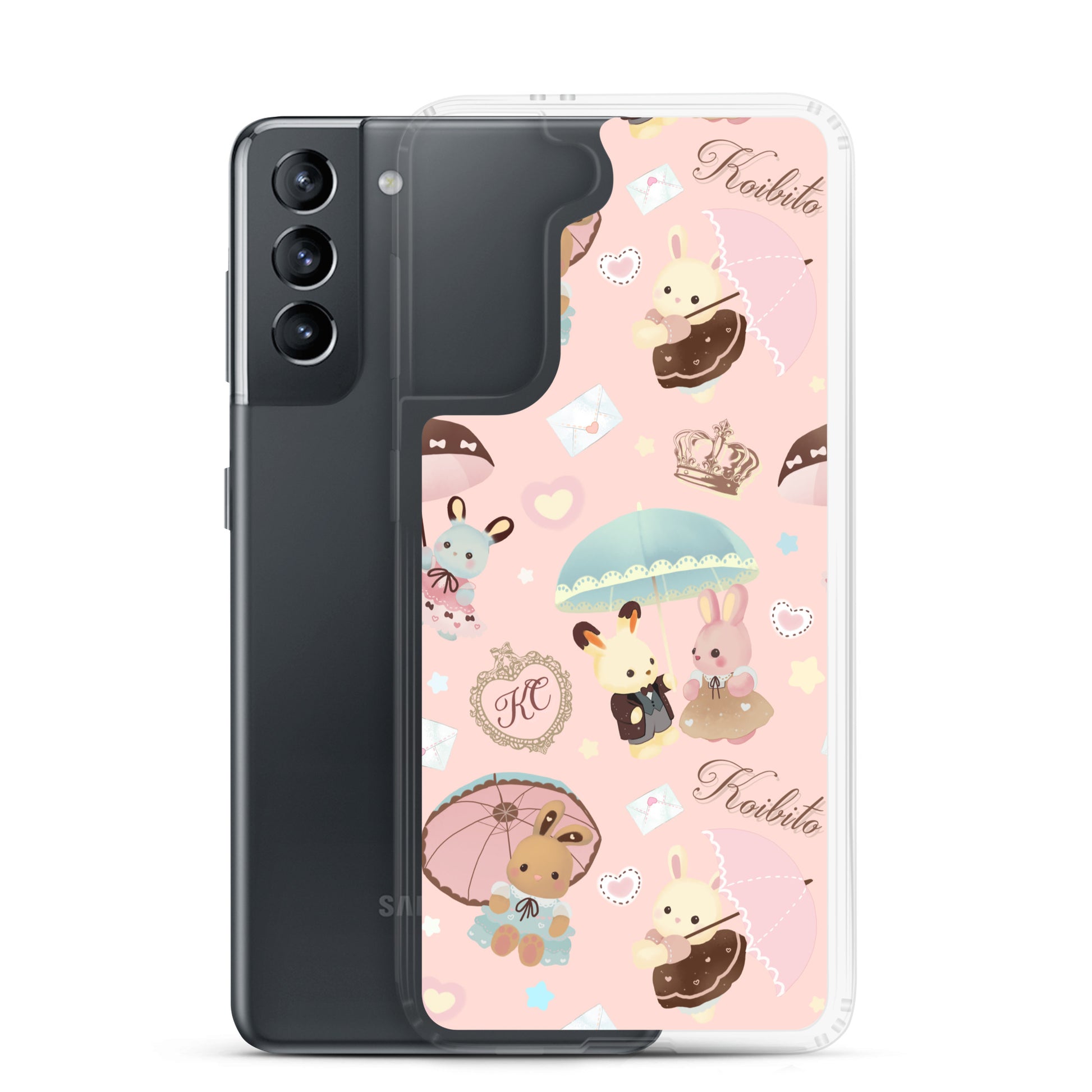 Protect your phone in style with the Parasol Bunny Samsung® Clear Case, featuring adorable kawaii designs.