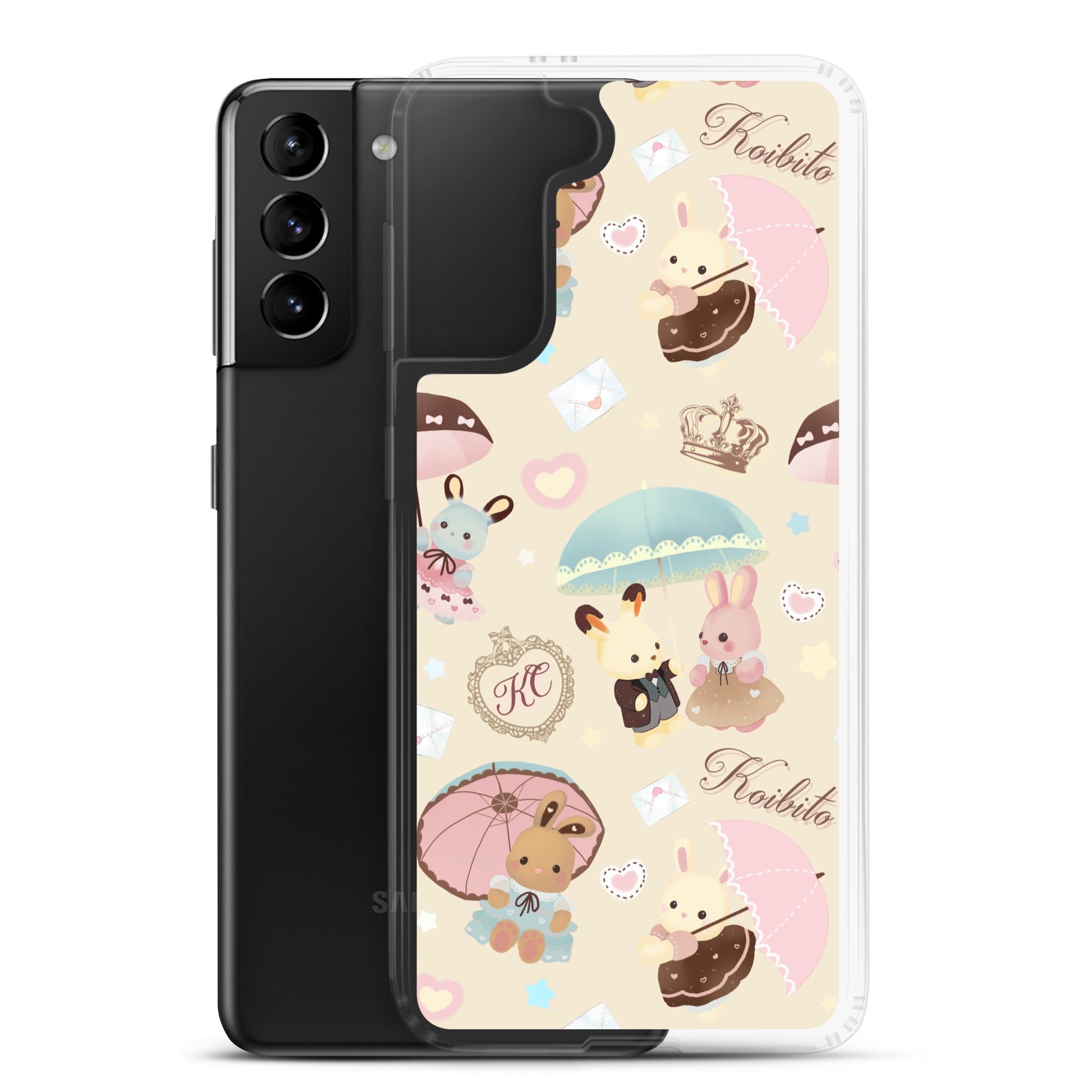 Protect your phone in style with the Parasol Bunny Samsung® Clear Case, featuring adorable kawaii designs.