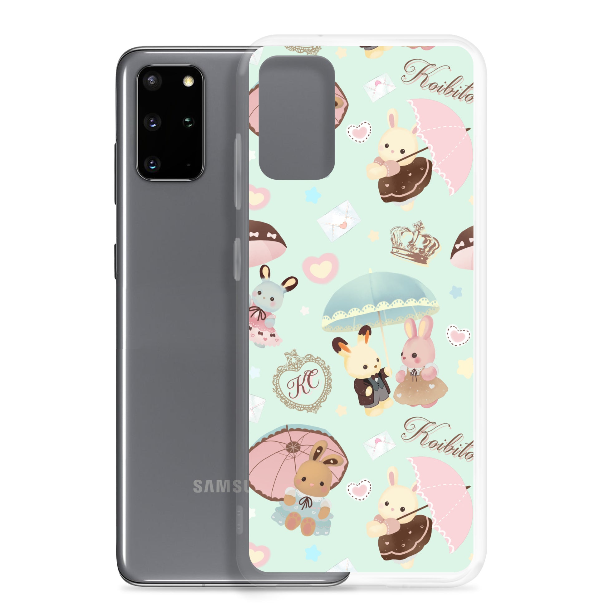 Protect your phone in style with the Parasol Bunny Samsung® Clear Case, featuring cute designs for a kawaii touch.
