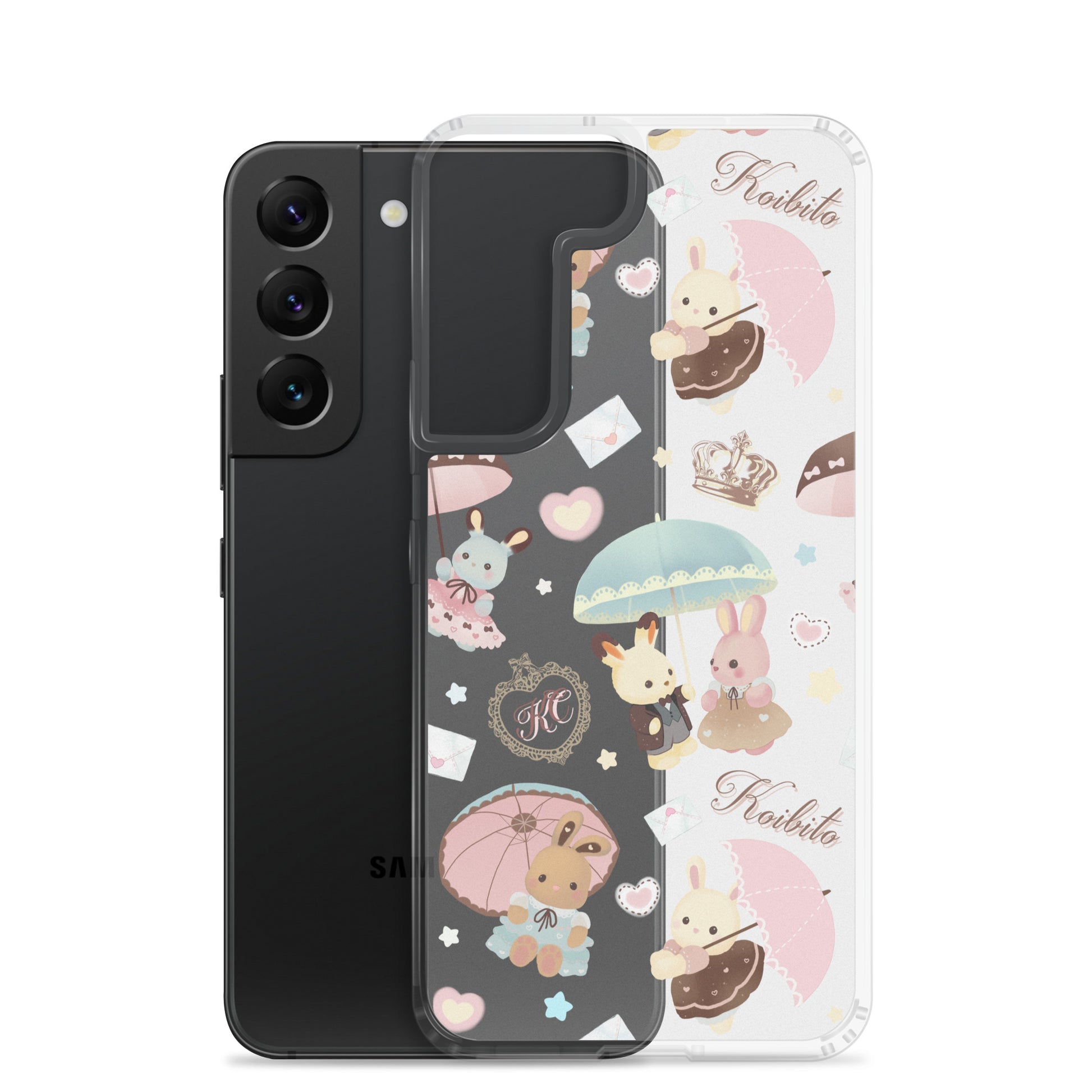 Parasol Bunny Samsung® Clear Case showcases adorable bunny designs, perfect for adding cuteness and protection to your phone.