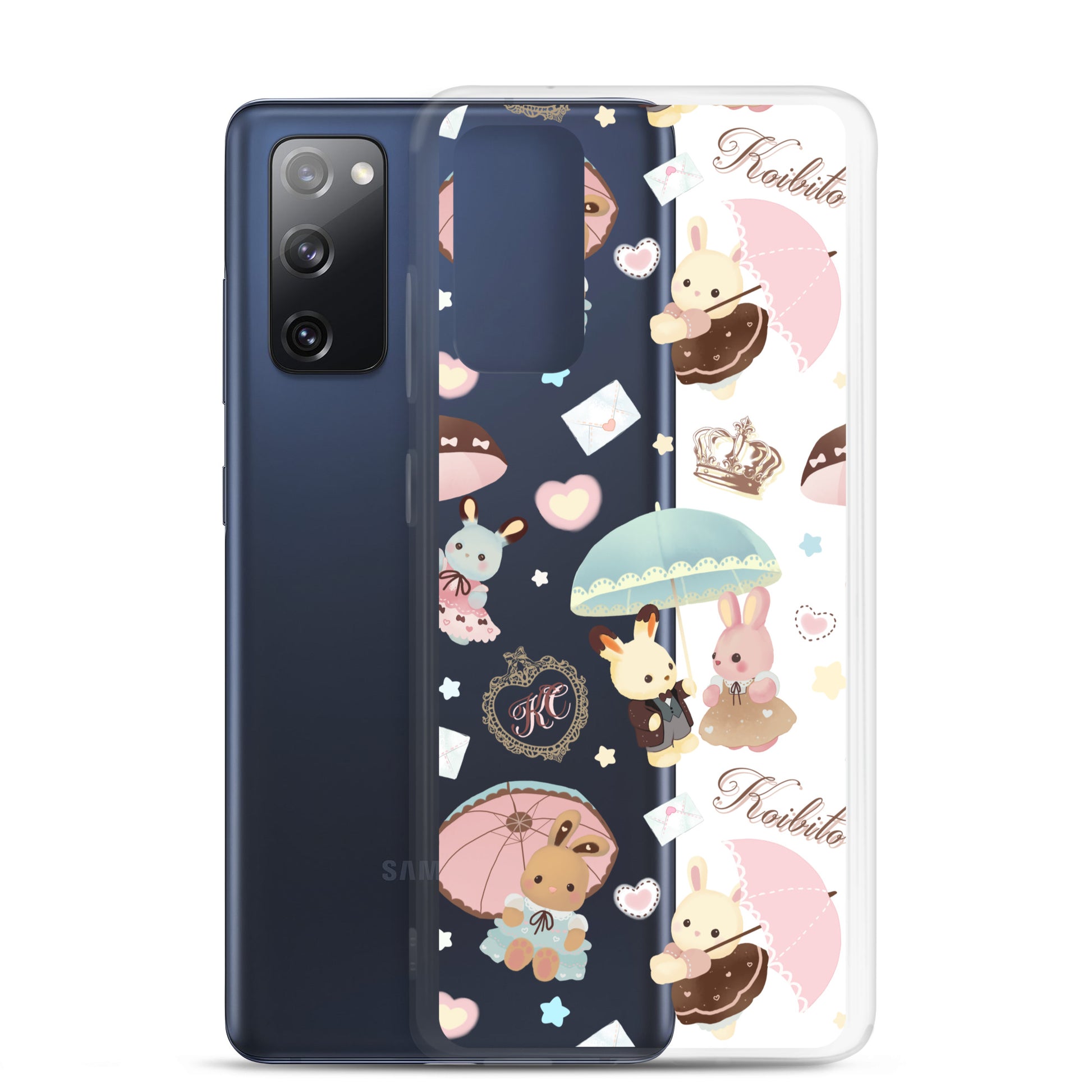 Stylish Parasol Bunny Samsung® Clear Case featuring cute bunny designs, perfect for protecting your phone with charm.