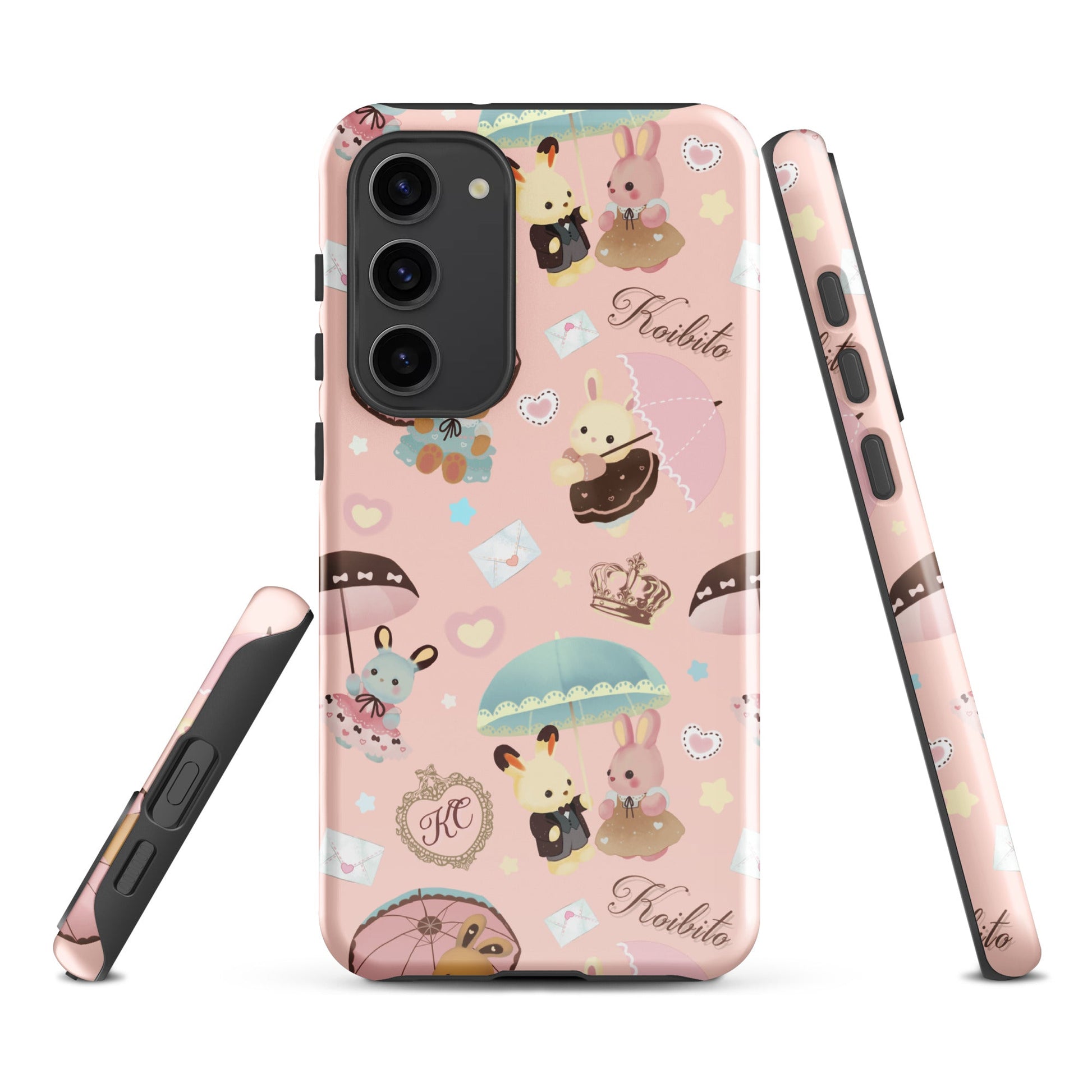 Colorful Parasol Bunny Samsung® Tough Case features adorable bunnies and umbrellas, providing style and durable protection.