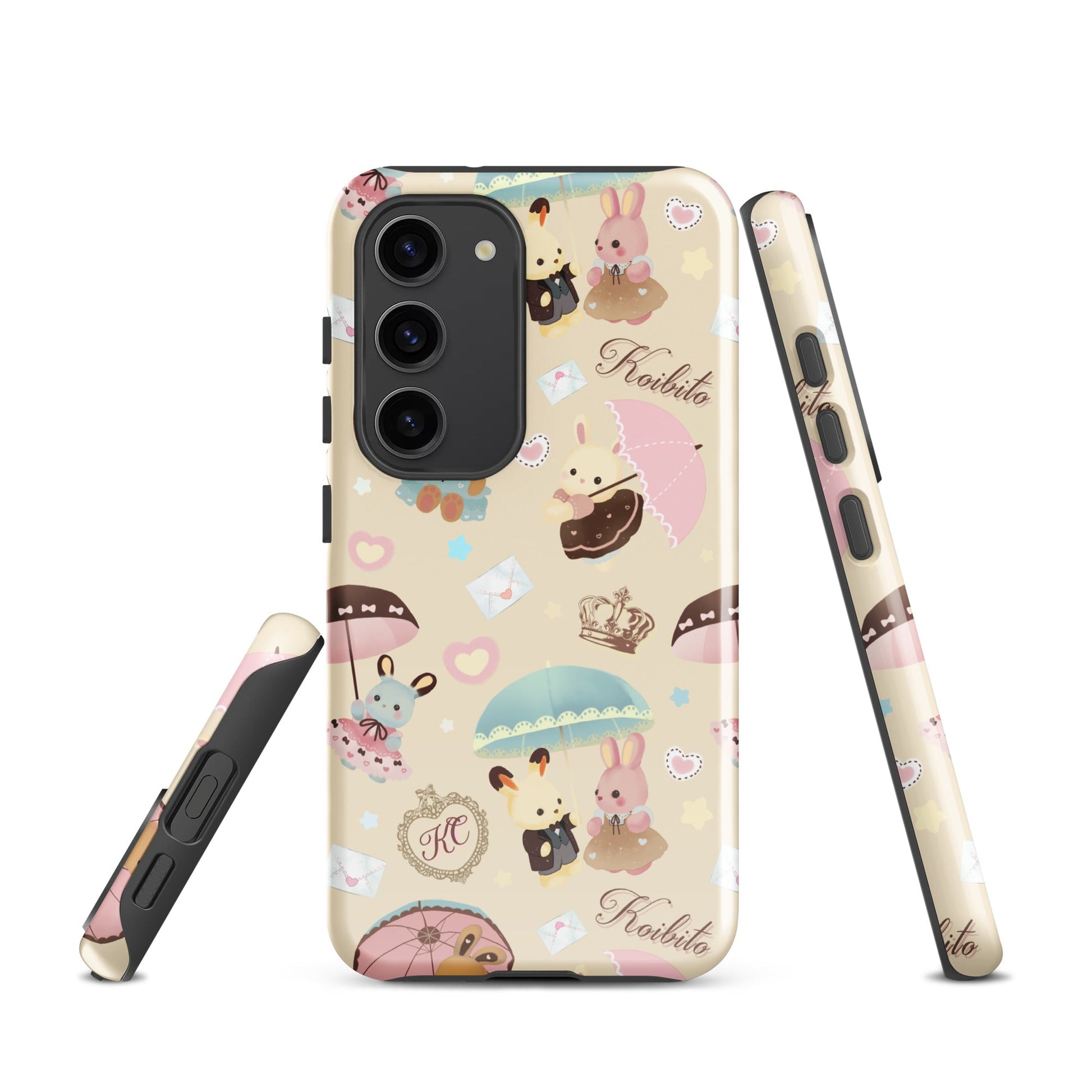 Parasol Bunny Samsung® Tough Case featuring adorable bunnies and umbrellas ensures style and protection for your phone.
