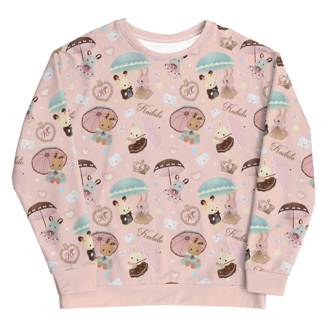 Adorable Parasol Bunny Sweatshirt features cute bunnies and umbrellas, perfect for a stylish, cozy look.