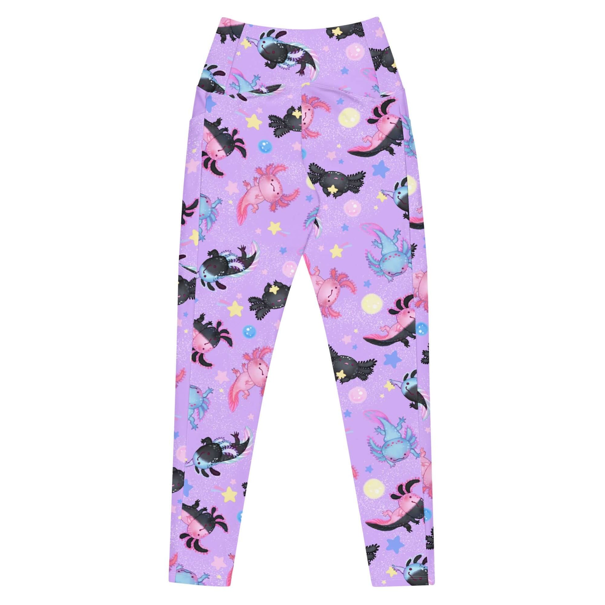 Cute Premium Axolotl Leggings in a vibrant design, perfect for adding sparkle and comfort to your outfit.
