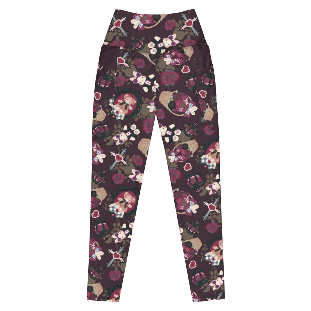 Stylish Premium Gothic Teddy Leggings with a dark floral pattern and high-waisted cut for ultimate comfort and flair.