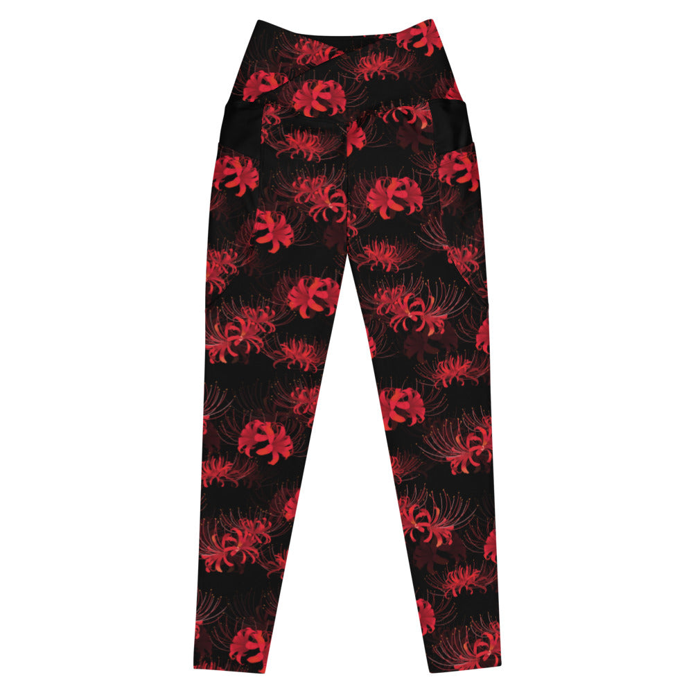 Stylish Premium Higanbana Leggings with a high-waisted cut, perfect for yoga and gym workouts.