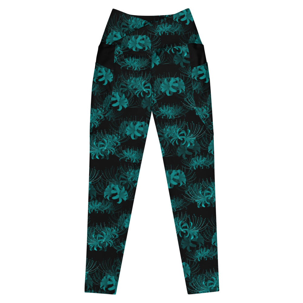 Stylish Premium Higanbana Leggings with a high-waisted cut, perfect for yoga and gym workouts.